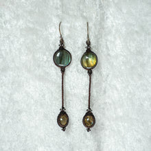 Load image into Gallery viewer, Labradorite Micro-macramé &amp; Silver Earrings
