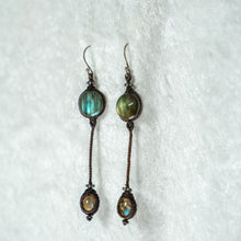 Load image into Gallery viewer, Labradorite Micro-macramé &amp; Silver Earrings
